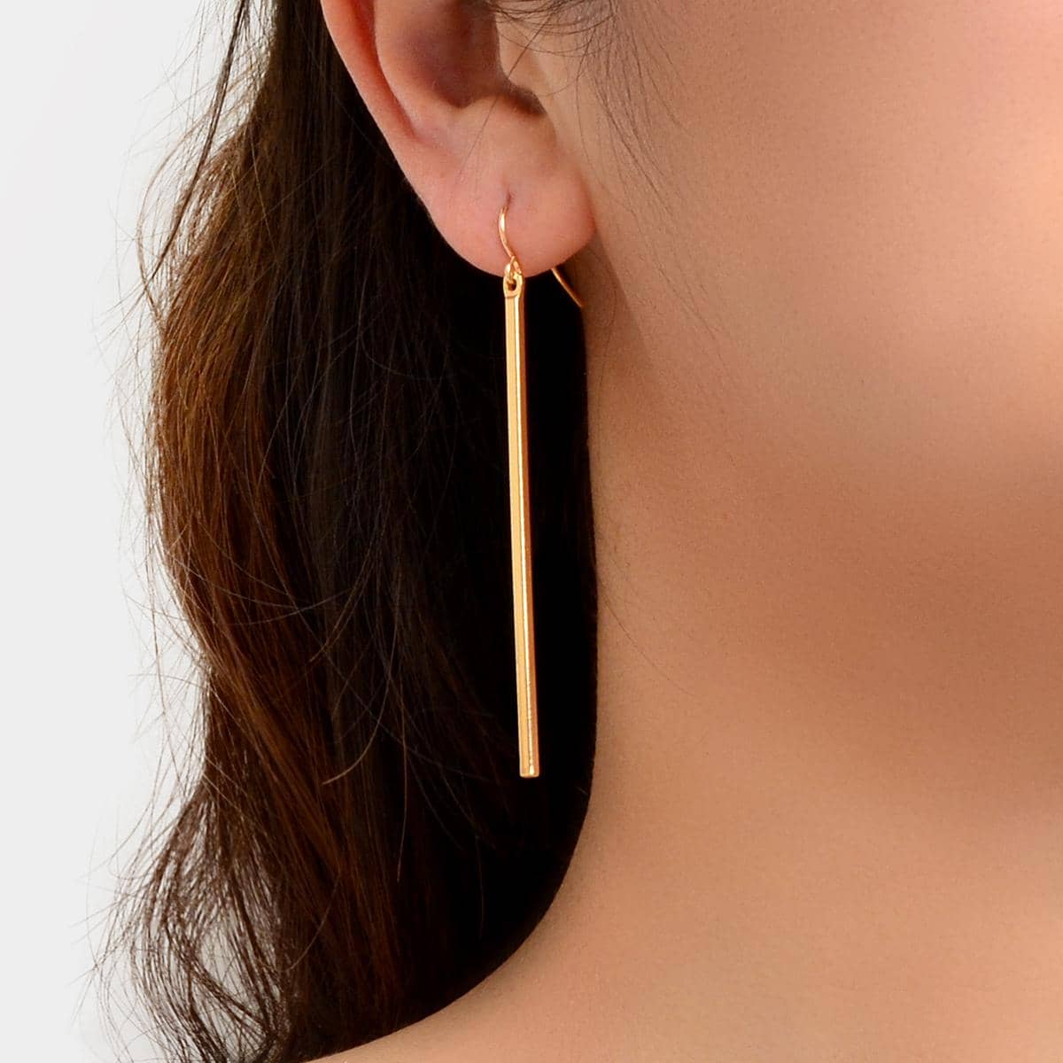 Minimalist Chic Stick Pendant Earrings Handcrafted Jewelry