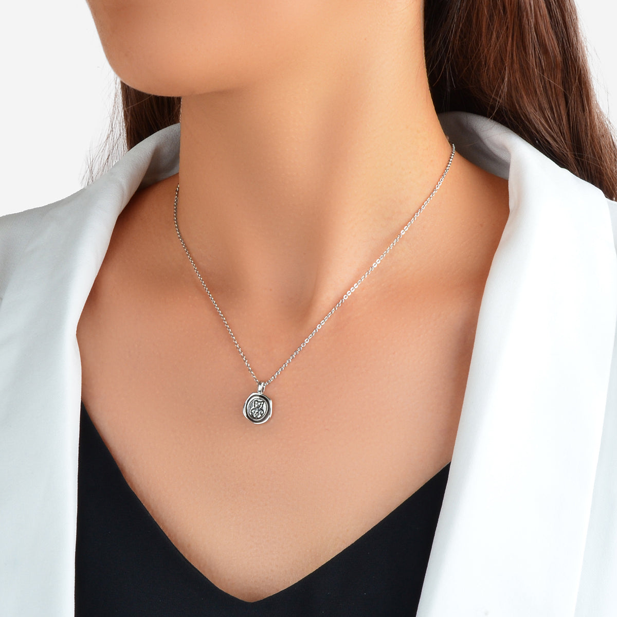 Ladies Jewellery Silver Chain Bear Round Pendant Necklace Dainty Gifts for Women-0