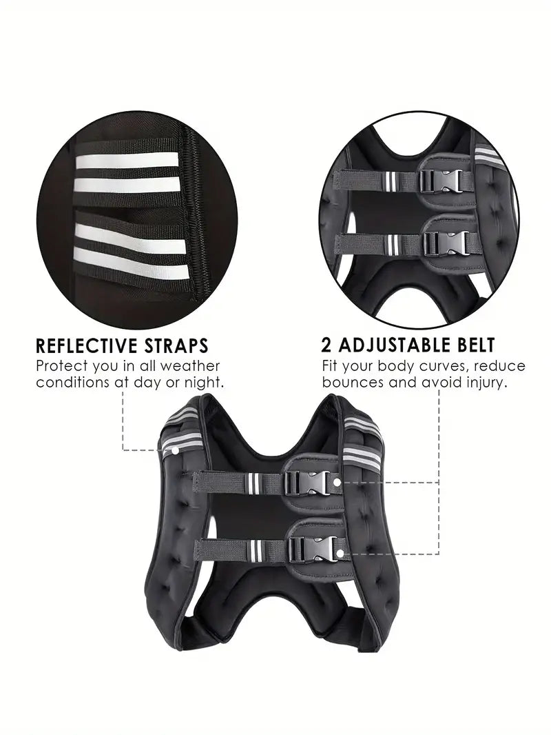18Lbs Weighted Vest - Adjustable, Solid Black