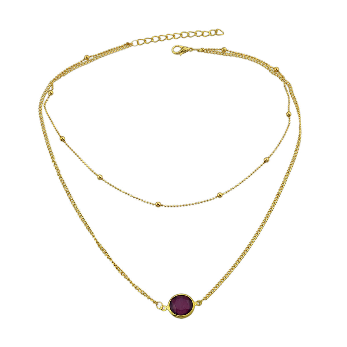 Boho Chic Double layer Gold Chain Round Charm Necklace Fashion Women Accessories