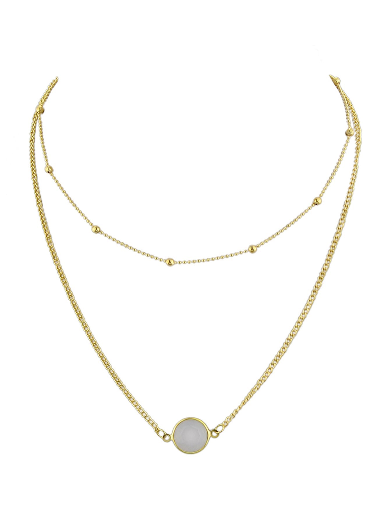 Boho Chic Double layer Gold Chain Round Charm Necklace Fashion Women Accessories