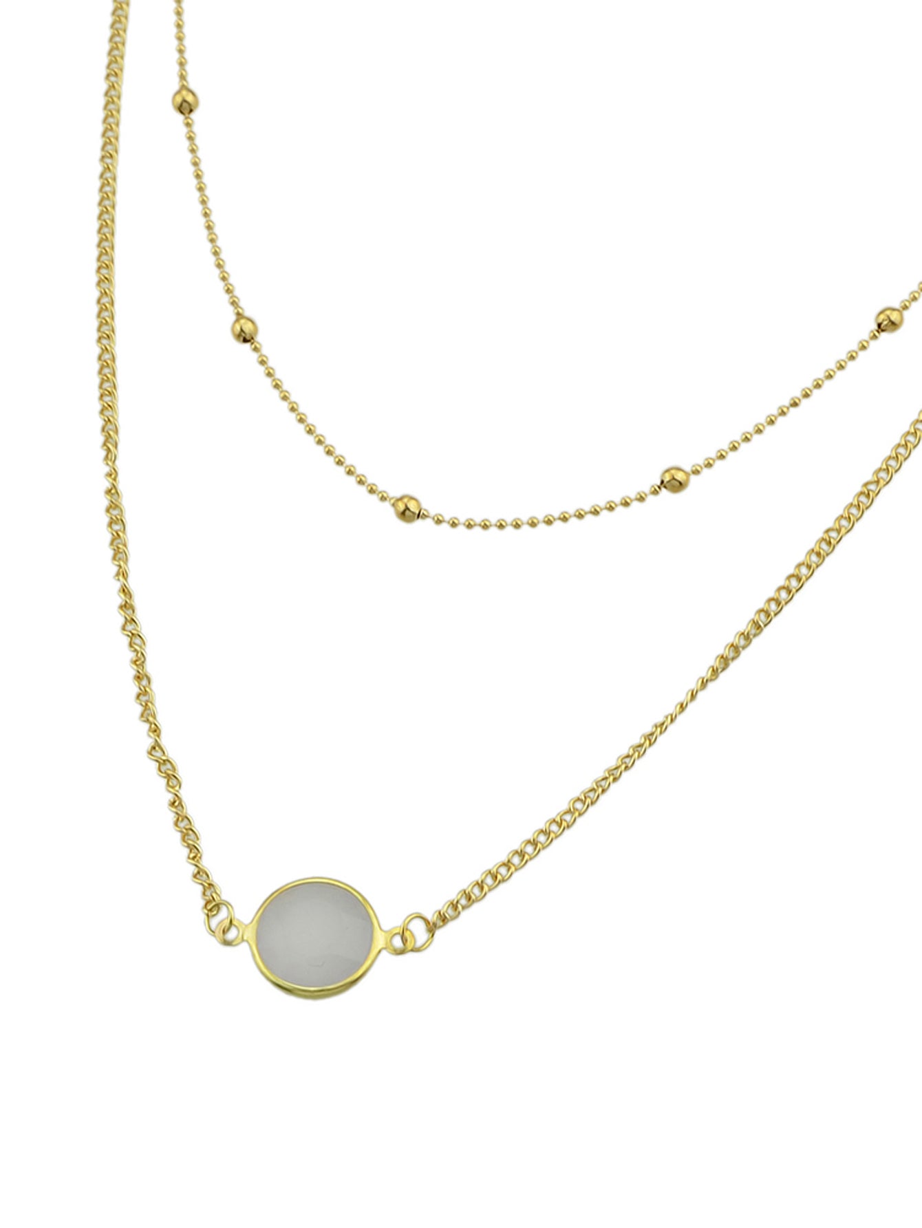 Boho Chic Double layer Gold Chain Round Charm Necklace Fashion Women Accessories