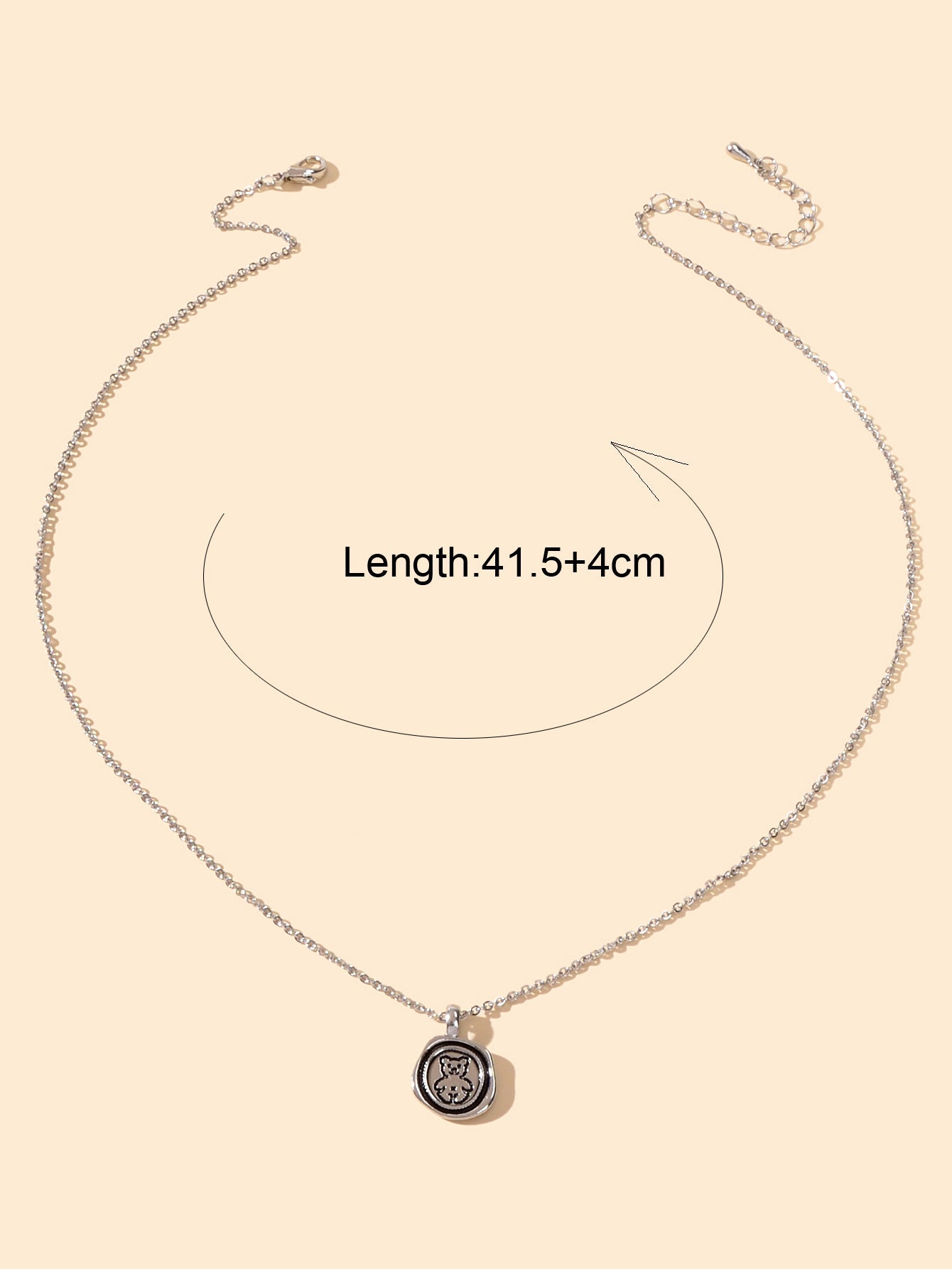 Ladies Jewellery Silver Chain Bear Round Pendant Necklace Dainty Gifts for Women-2