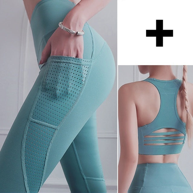 Fitness Yoga Pants for Women High Waist Solid Pocket