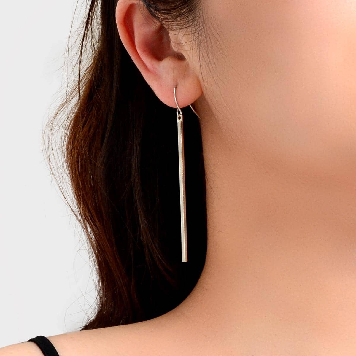 Minimalist Chic Stick Pendant Earrings Handcrafted Jewelry